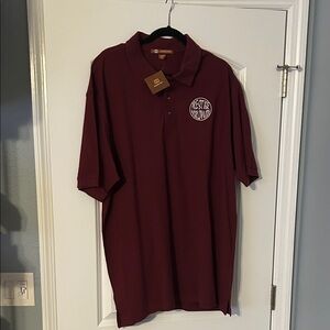 Harriton Men’s Polo Shirt XL – Burgundy – “Prestige Worldwide” Embroidered – NWT